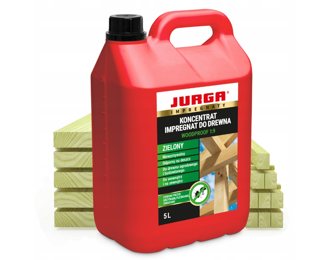 Zestaw Impregnat Woodproof Więźba drewno 1:9 Zielony 5 l Jurga 2 Szt.
