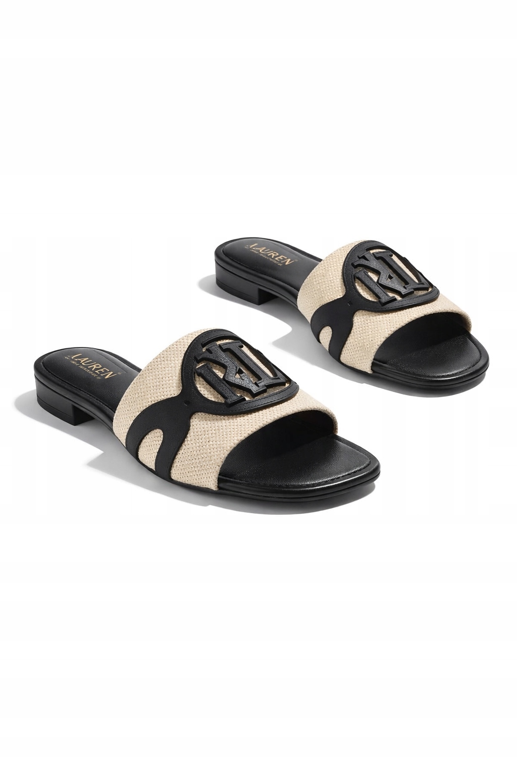 Lauren Ralph Lauren Nazouváky Z Přírodní Kůže A Béžové Tkaniny 40 I1B