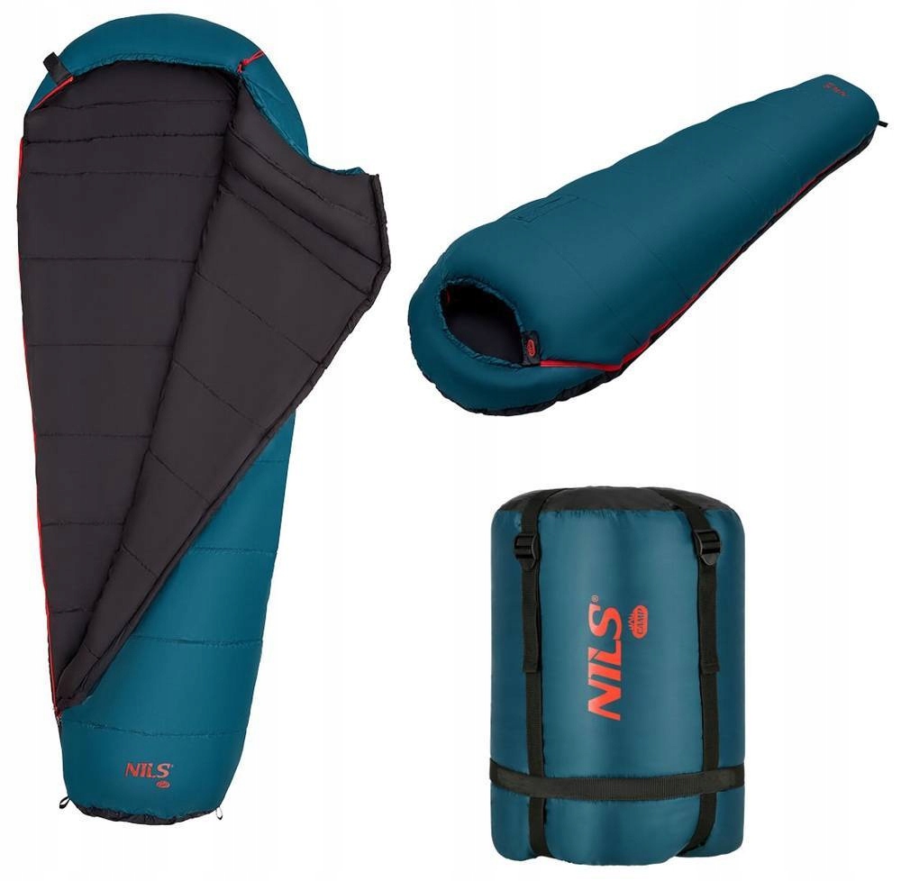 Śpiwór Turystyczny Mumia Ciepły Pod Namiot Nils Duży 214x84 cm Pokrowiec