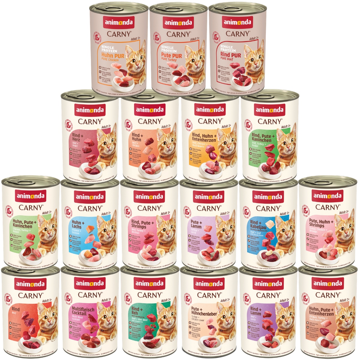 Animonda Carny Adult konzerva Set 19x400g – MIX 19 příchutí