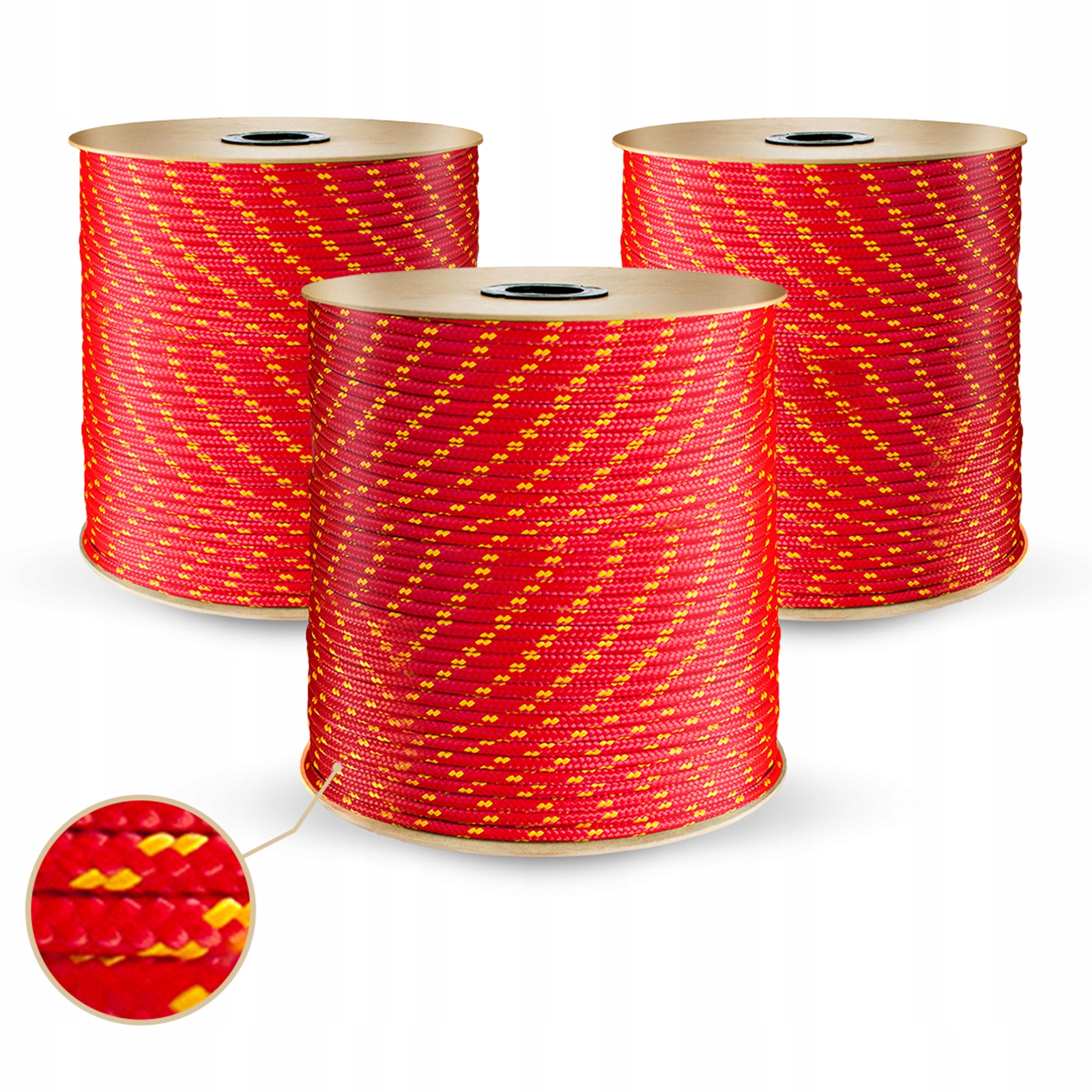 Lina Linka Żeglarska Polipropylenowa 16mm Pleciona uniwersalna Czerwona 50m