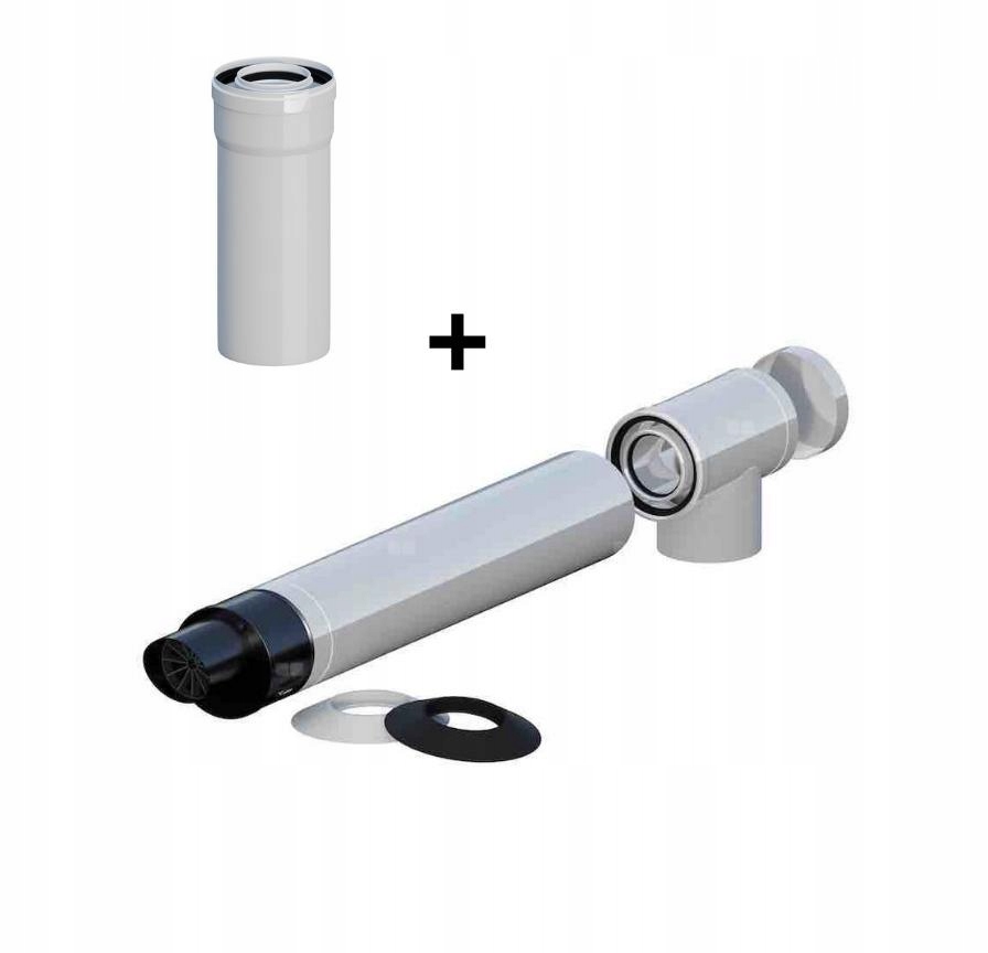 Zestaw kominowy 80/125 przez ścianę ZB-04 Rura prosta 80/125 1 m Ricom