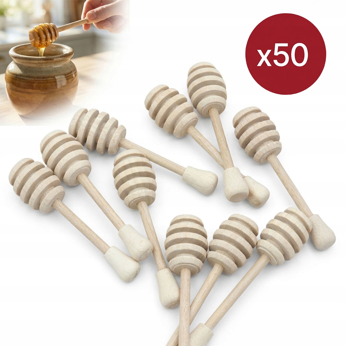 Lžíce na med dřevěná 10 cm Set 50 kusů