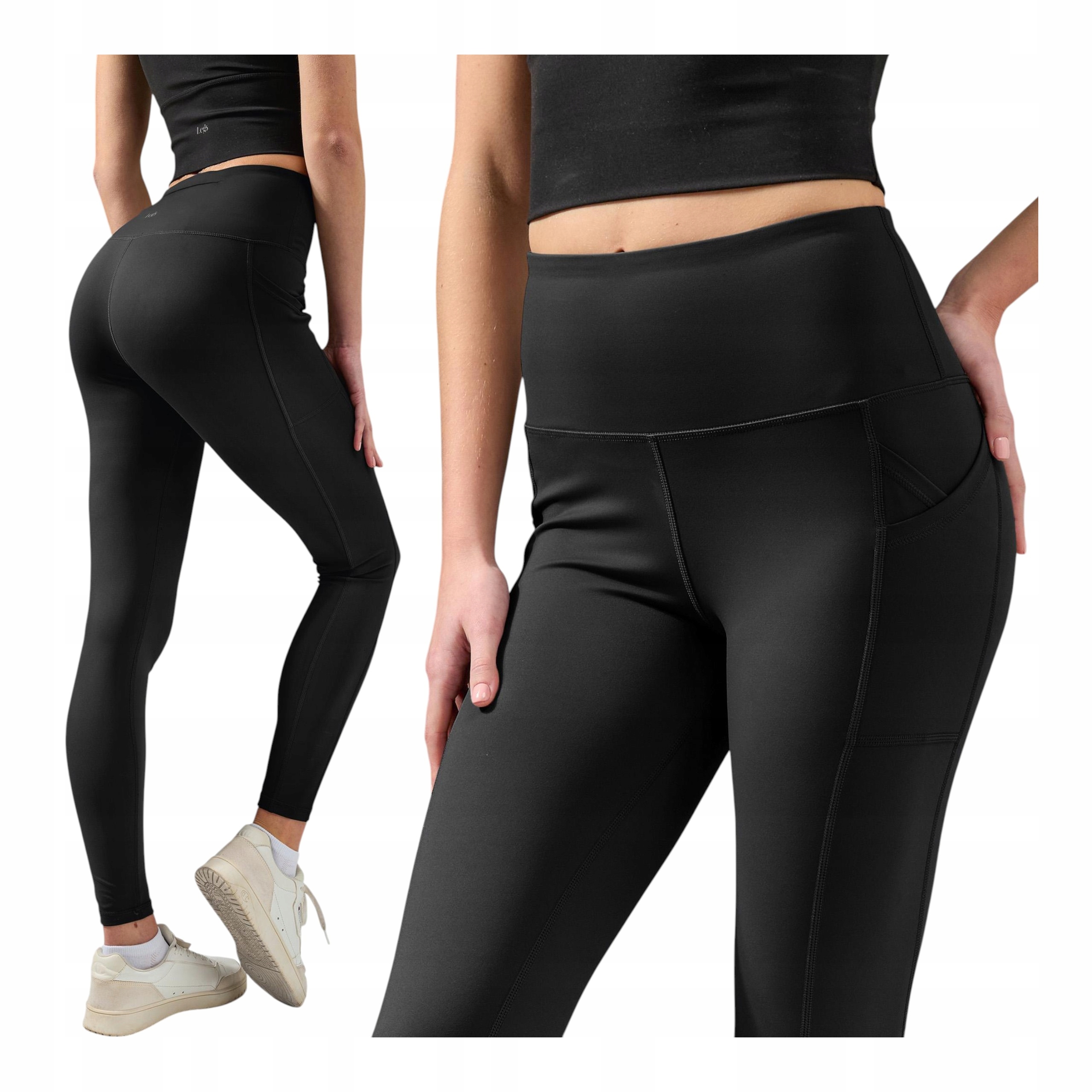 Dámské sportovní legíny na běhání s vysokou kapsou Legs XL Černé