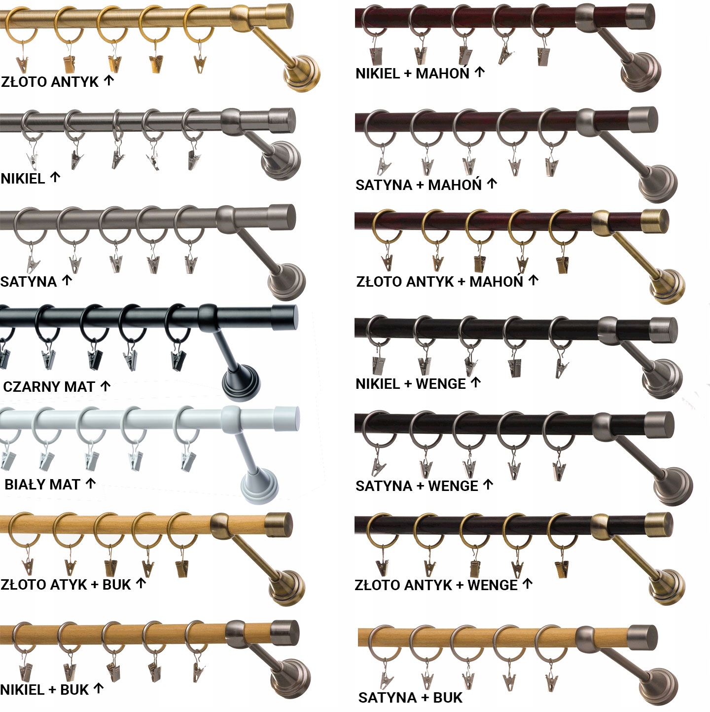 Karnisz BASIC Karnisze METAL Pojedynczy 120cm Rodzaj karnisza pojedynczy