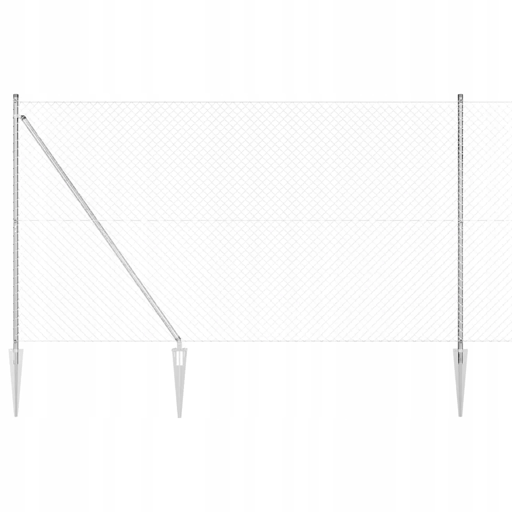 Řetězový plot se sloupy Stříbrná 1.5 x 10 m Ocel Stříbrná 3351208