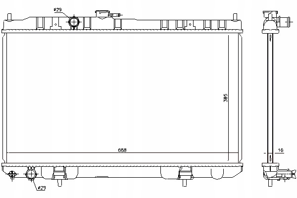 CHŁODNICA SILNIKA WODY NISSAN ALMERA CLASSIC 1.6 03.06- NISSENS Producent części Nissens