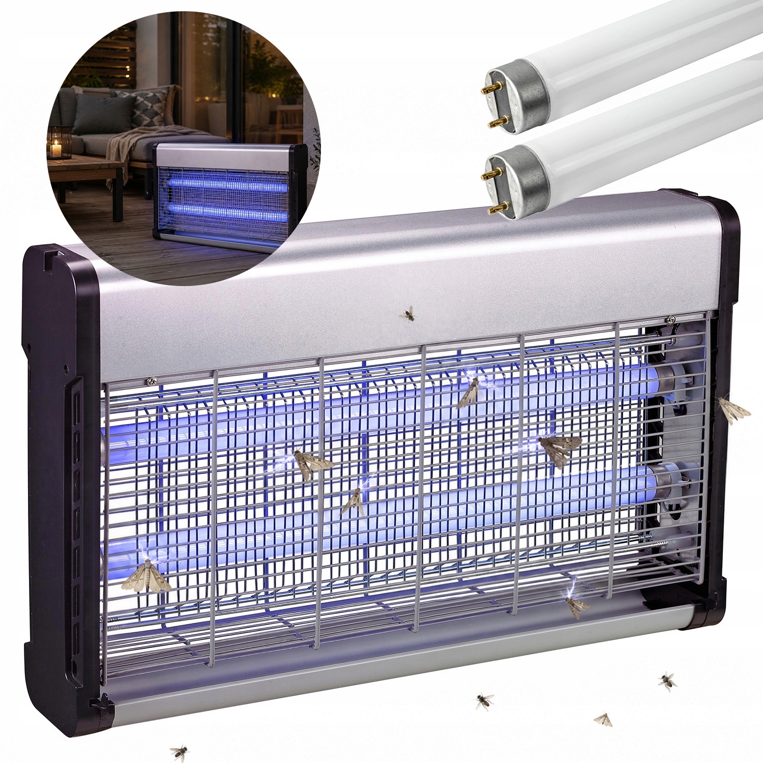 Hliníková Uv-a insekticidní lampa 8W 4iQ 2x20W proti hmyzu Účinná