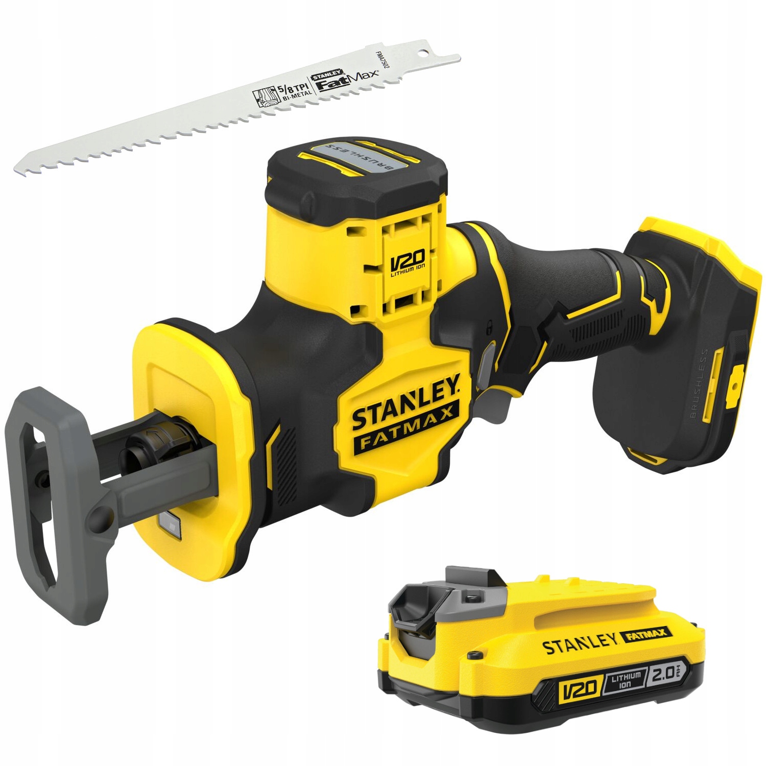 Stanley Pilarka szablasta akumulatorowa 18V SFMCS305B Aku 2Ah SFMCB202