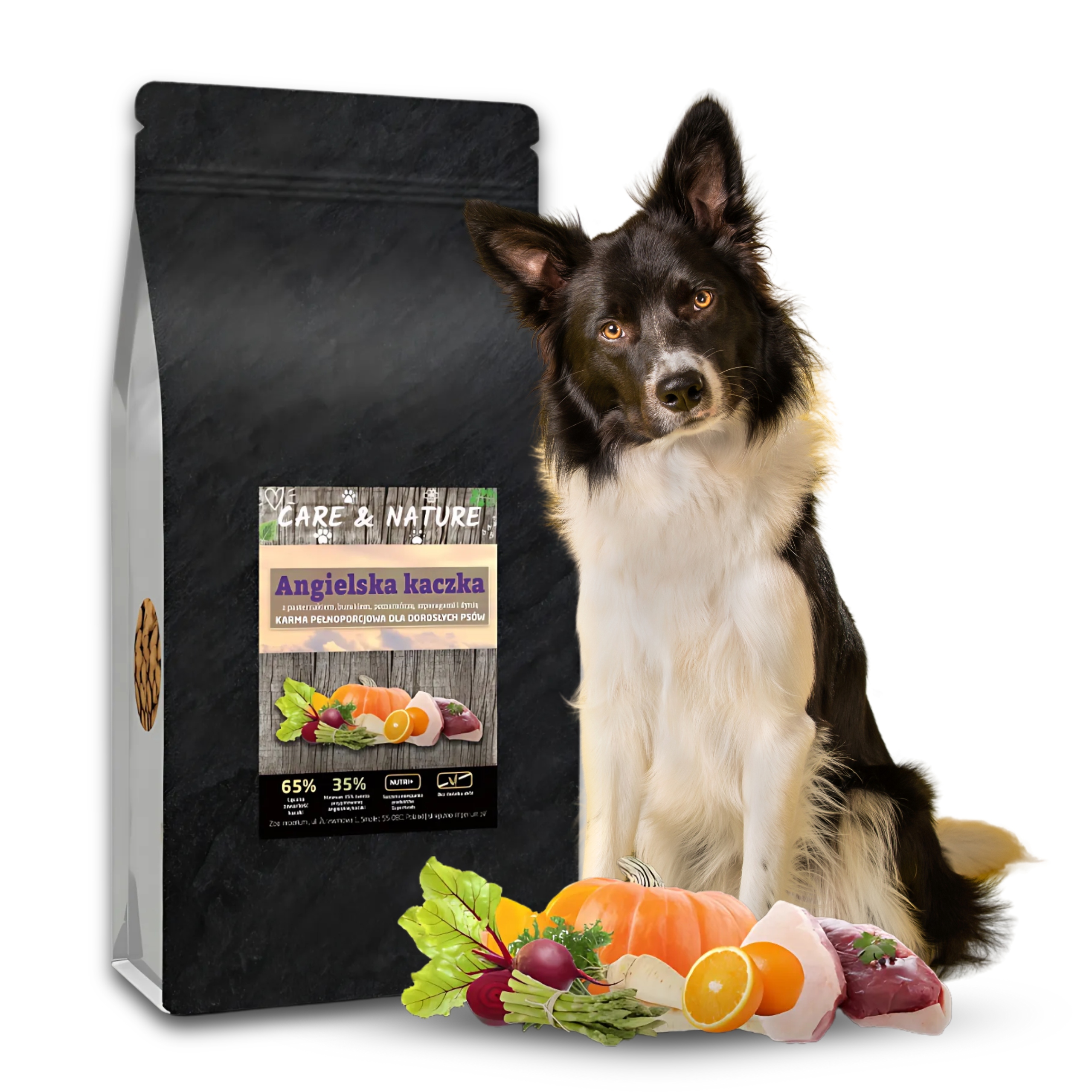 Levně Suché Krmivo pro psa Bezobilné Care and Nature Anglická kachna 65% 2 kg