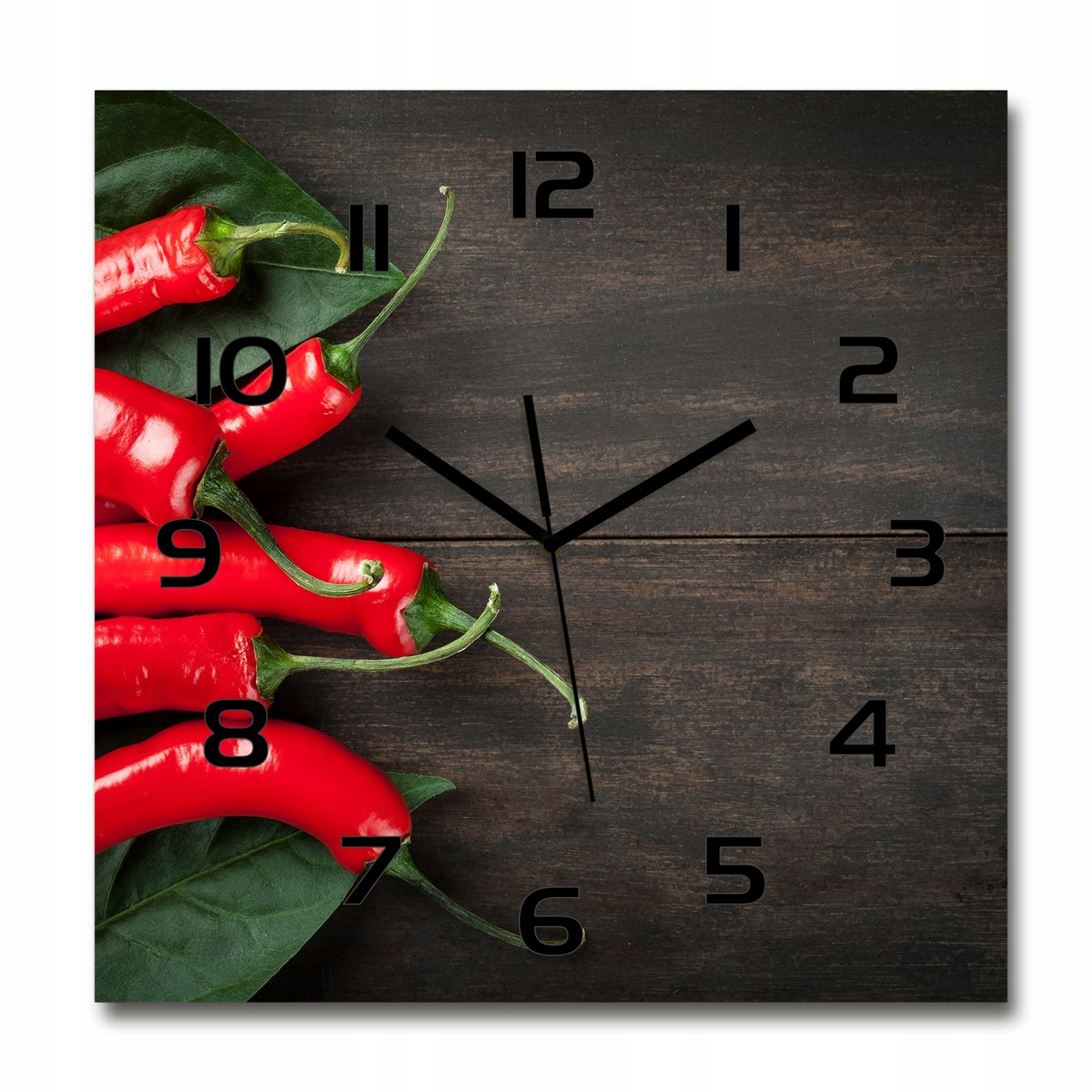 

Duży szklany zegar ścienny Papryczki chilli 60x60