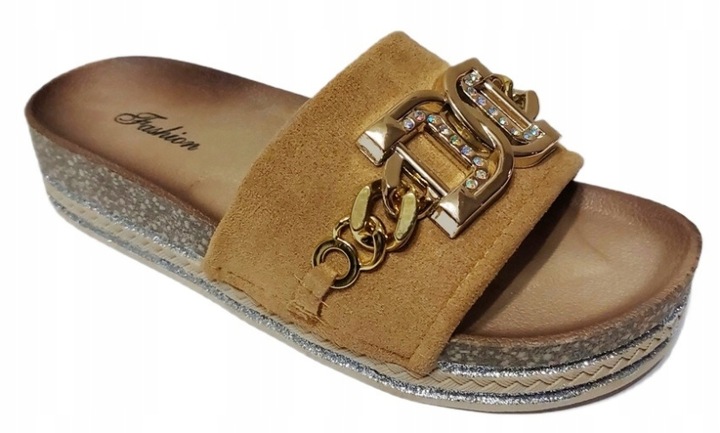 SZOK TEGO ROKU NIESPOTYKANE KLAPKI DAMSKIE NA NISKIM KOTURNIE DIAMENCIKI 40 Model KOTURN