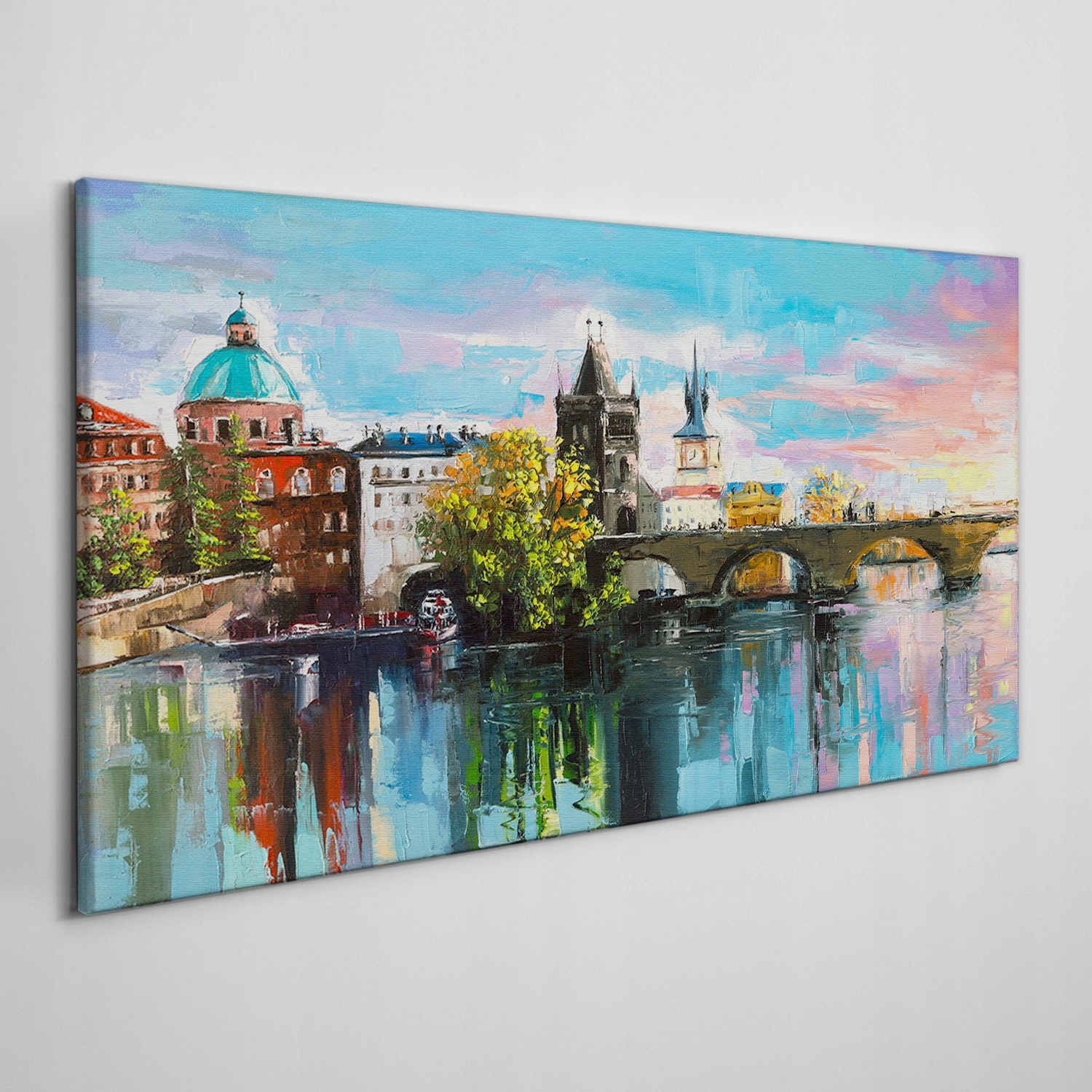 

Obraz na płótnie Miasto rzeka most niebo 100x50 cm