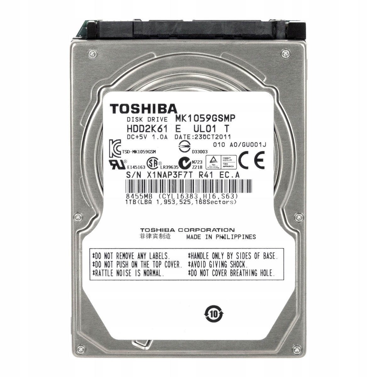Toshiba 1TB 5.4K 8MB Sata II 2.5'' MK1059GSMP