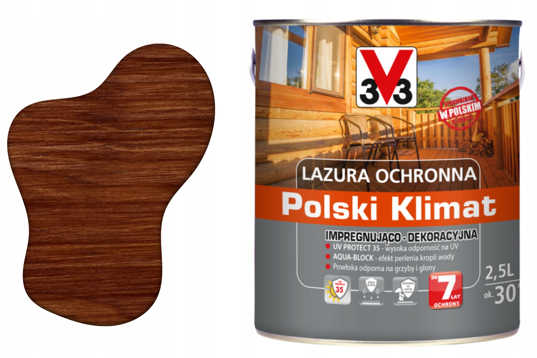 3V3 Výkonná lazura pro střešní krytinu Dekorativní impregnace na dřevo Extra 2.5L