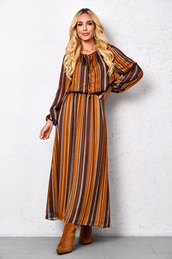 Šaty Liveta Lalous Hnědá Pruhy vel L