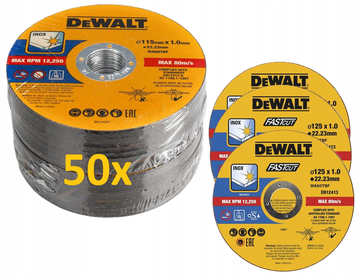 Tarcza tnąca DeWalt DT43972 do Metalu Stali Inox 125x1.0x22.23 mm 50 sztu
