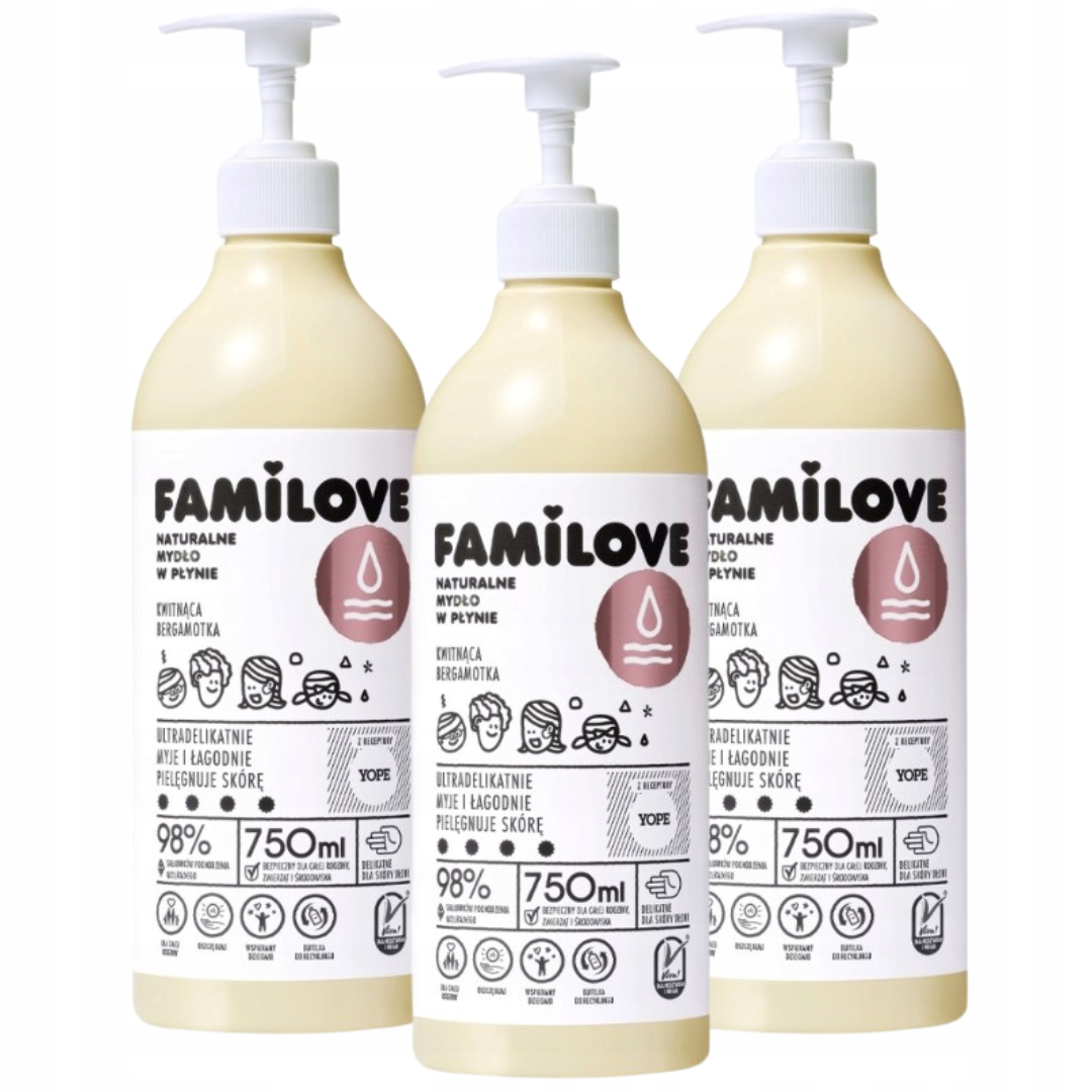 Yope Familove Tekuté mýdlo Kvetoucí Bergamot 750 ml x 3 kusy
