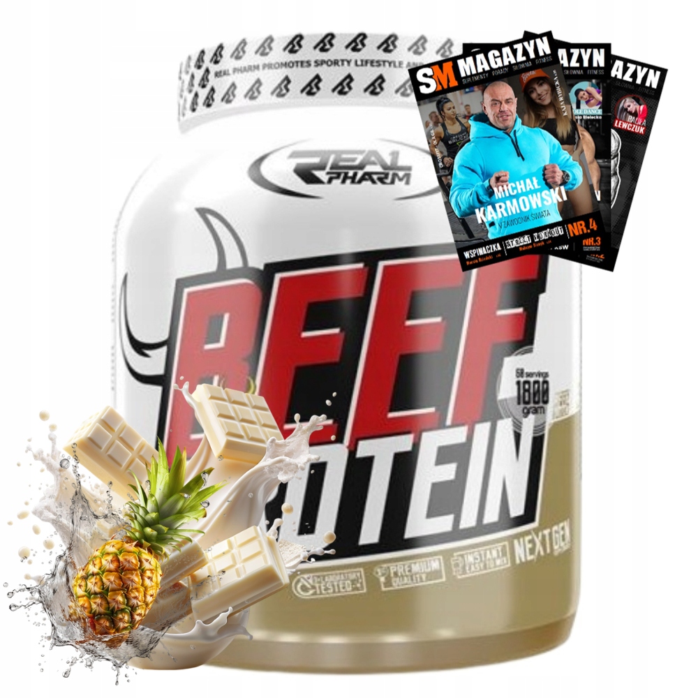 Real Pharm Beef Whey 1800 g Hovězí Bílkoviny Aminokyseliny Protein