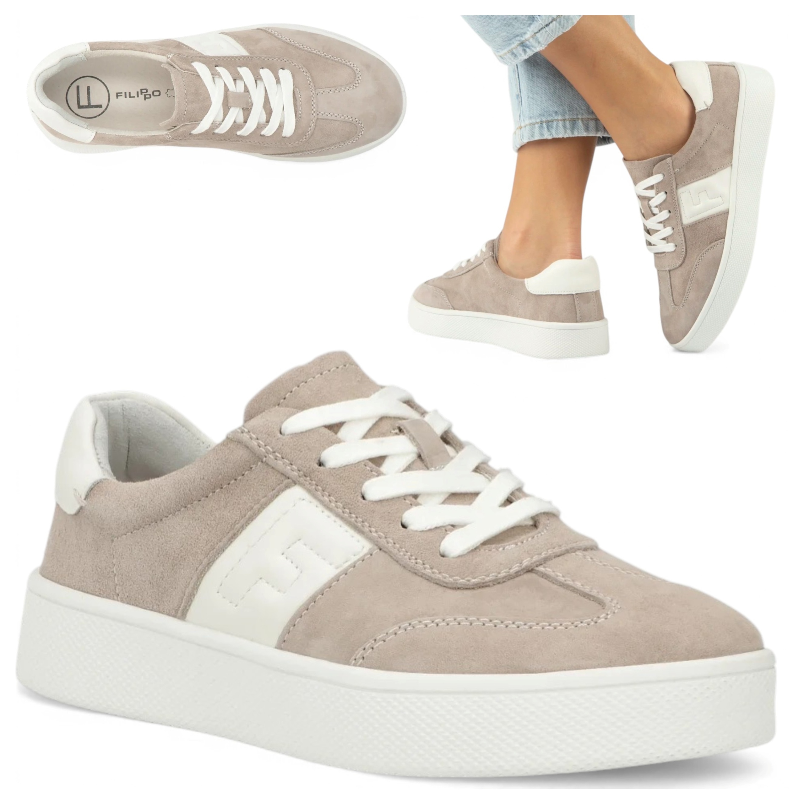 39 Filippo Dámská sportovní obuv z přírodní kůže se šněrováním na platformě