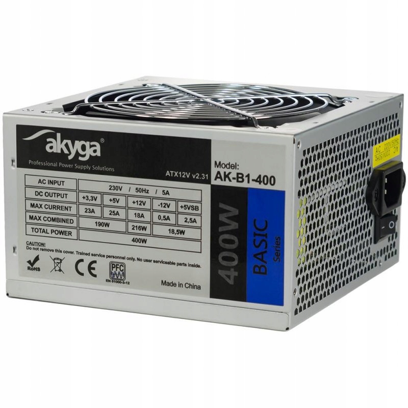 

Zasilacz Atx 400W Akyga Basic AK-B1-400 Fan12cm P4