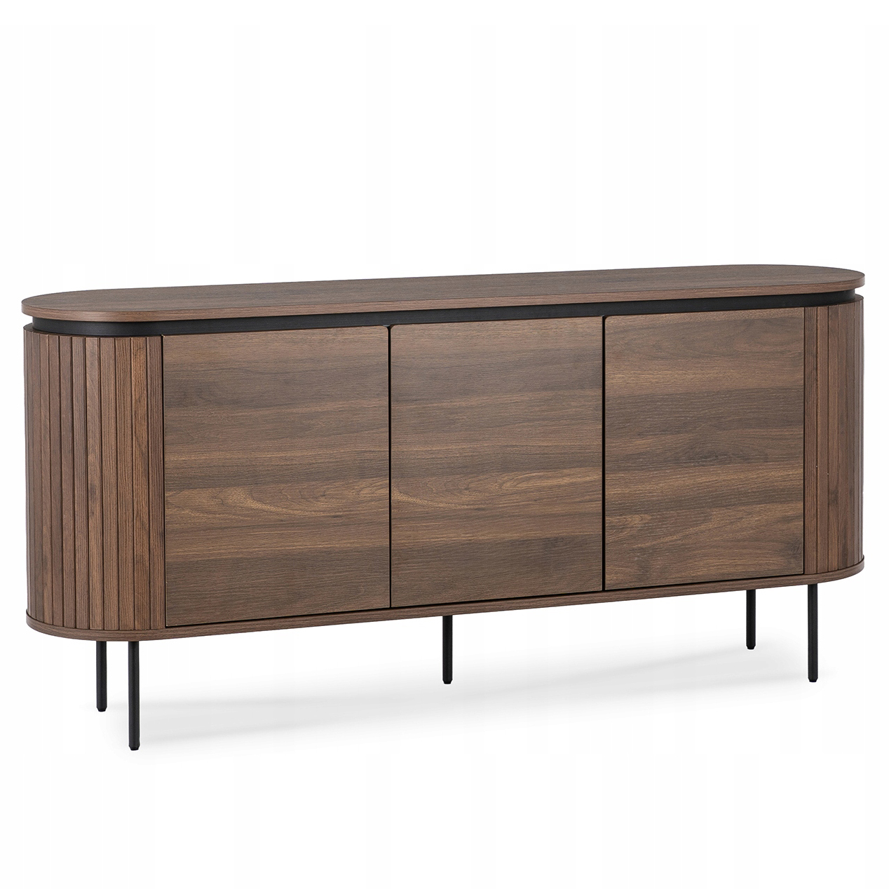 Velká komoda s lamelami Dřevěná loftová komoda do obývacího pokoje Ložnice Ořech Beck 160 cm