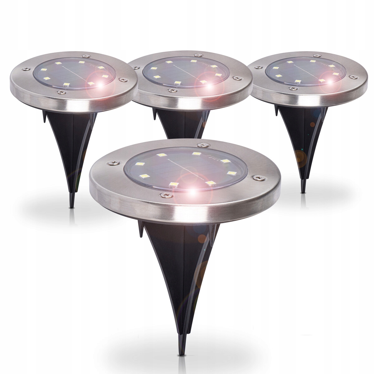

Zestaw 4 lampek solarnych dysk-light Led wbijak