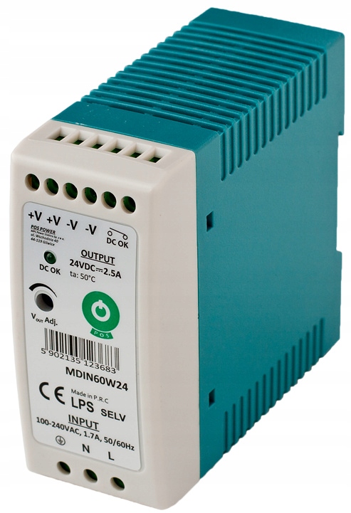 

Zasilacz Na Szynę Din Zamiennik MDR-60-24 24V 60W