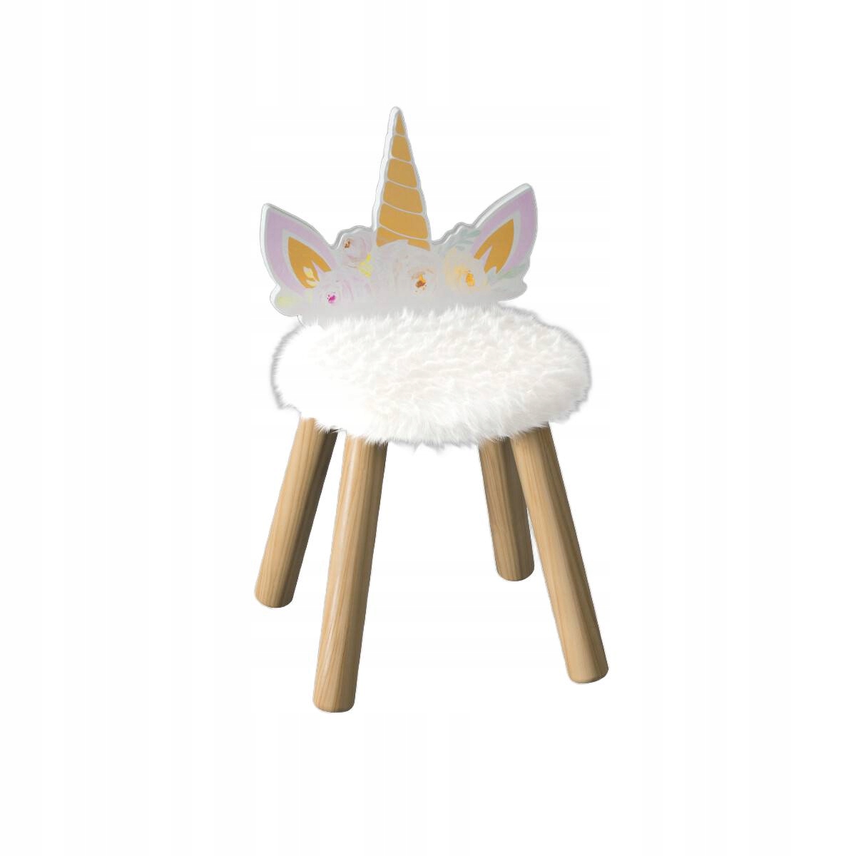 Krzesełko dla dziecka UNICORN z futerkowym siedziskiem krzesło dziecięce Kolekcja BASIC