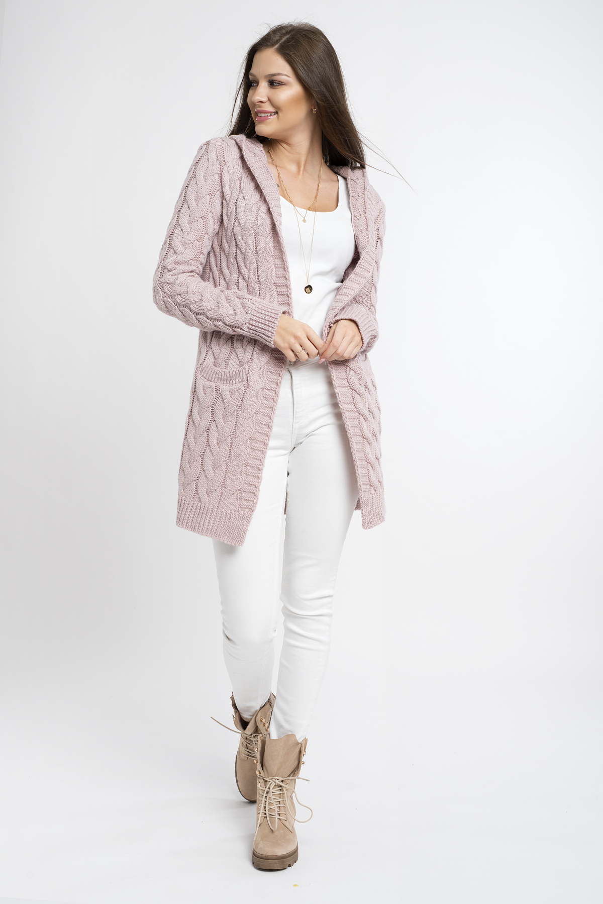 GLORIA BLOGERSKI CIEPŁY KARDIGAN Z KAPTUREM Marka Setin