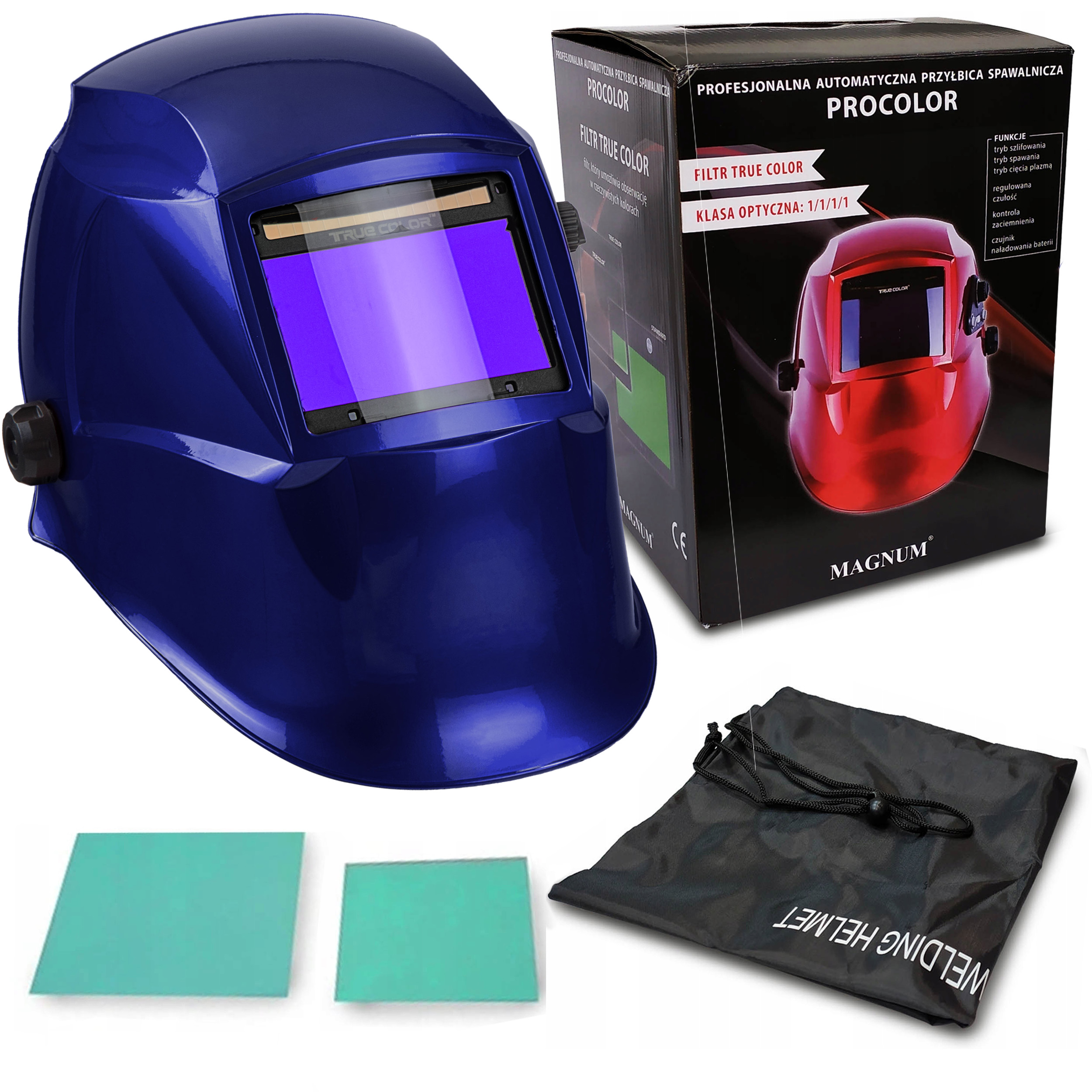 Przyłbica automatyczna Magnum Procolor Niebieska Samościemniająca TrueColor
