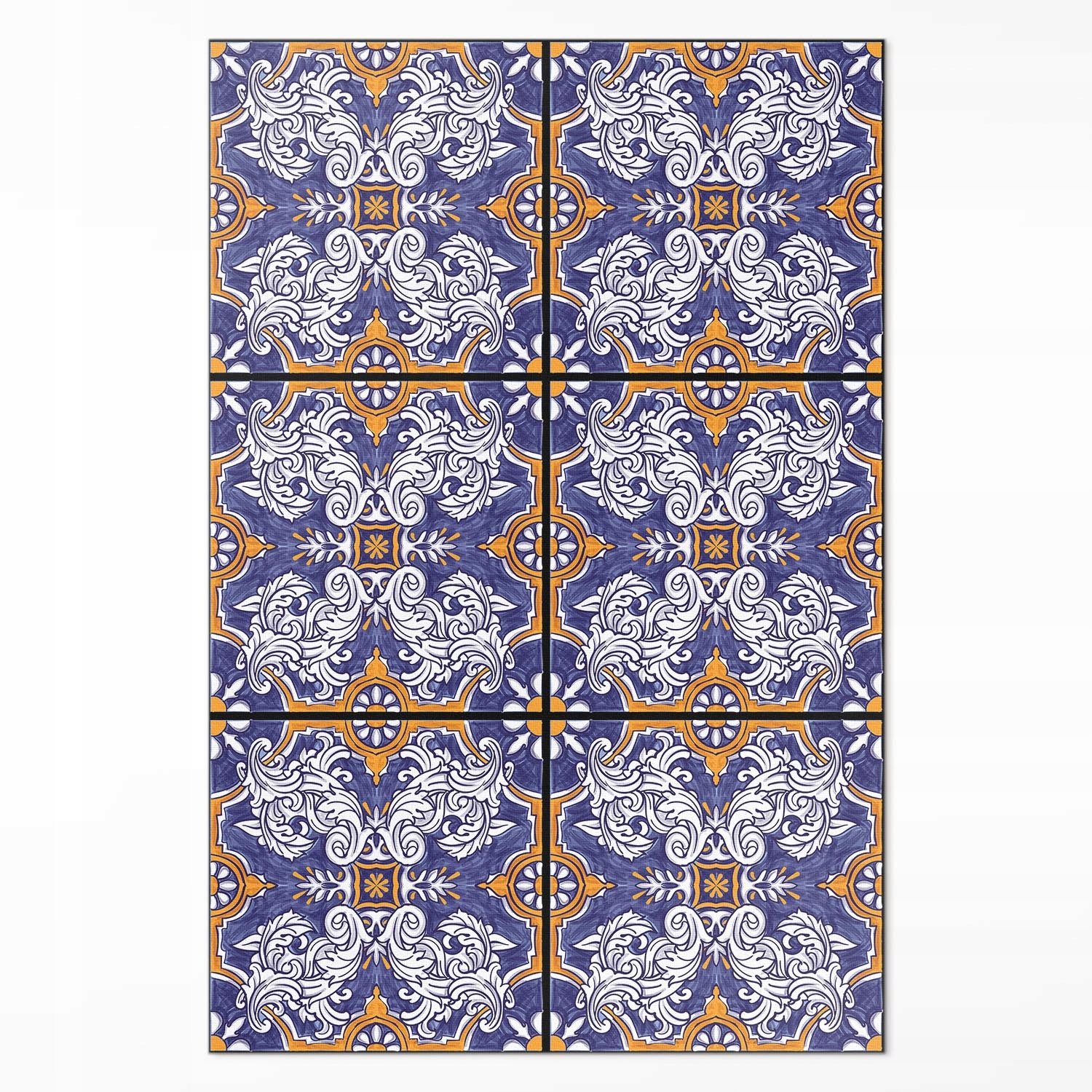 Pvc koberec do domu Rozmer: 80 x 120 cm Štýlové dlaždice s rastlinnými ornamentami
