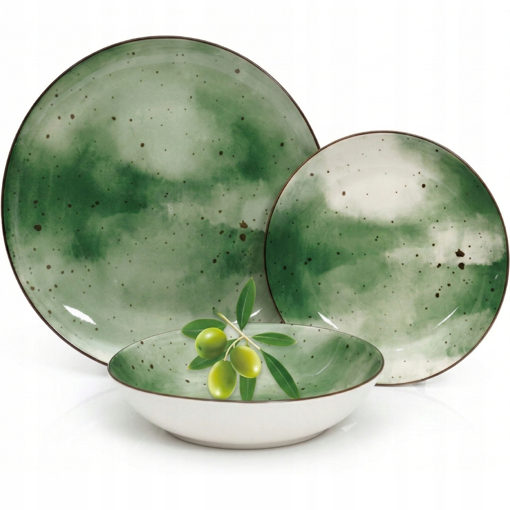 Komplet Porcelánová Sada Talířů Jídelní Servis Talíře 18ks Vzor Giada