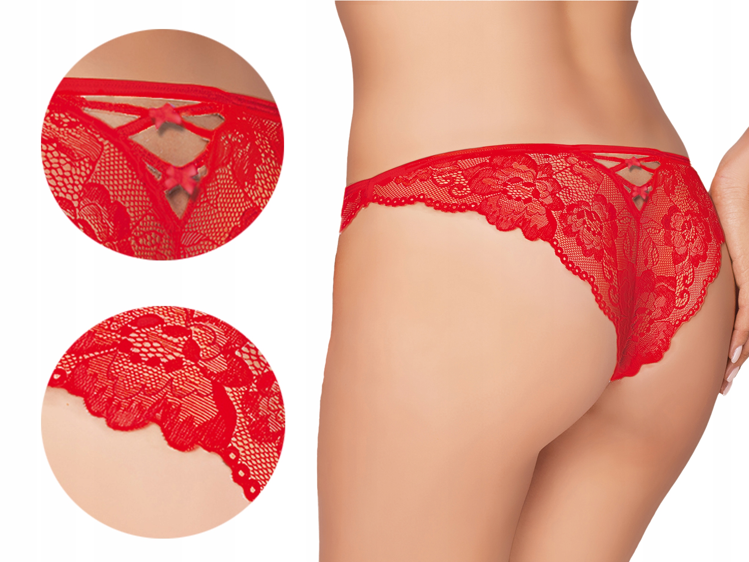 

Ewana 091 Koronkowe Figi typ Biodrówki Czerwony M