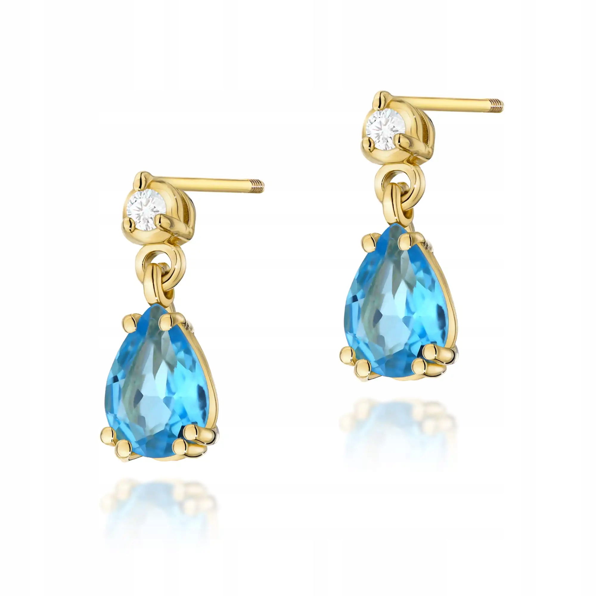 Náušnice ze zlata 585 Topaz, moderní, efektní jako dárek pro 14letou maminku