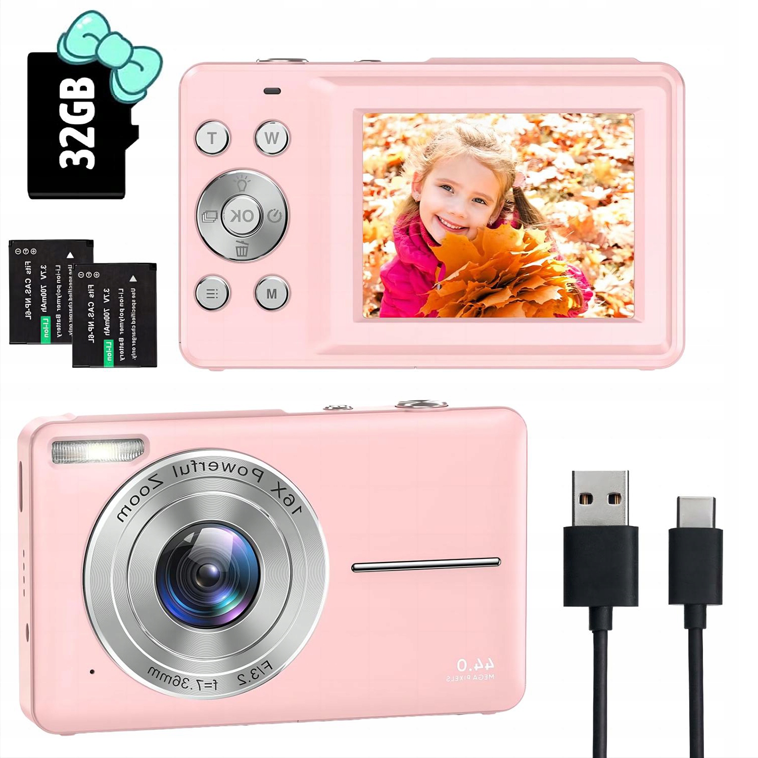 Digitální Fotoaparát Hd 1080P 44 Mp 32GB Růžový
