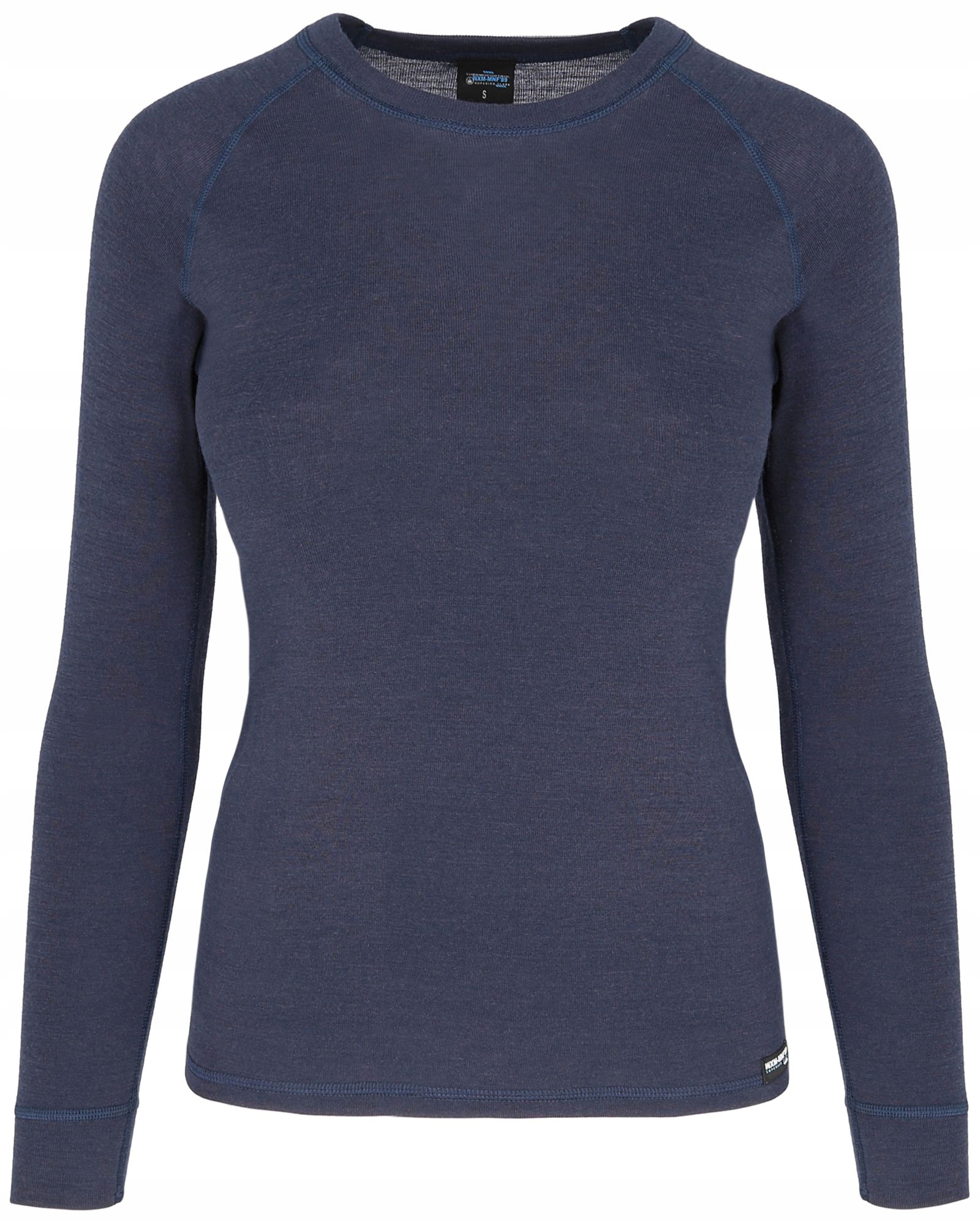 damska granatowa koszulka (pod szyję) termoaktywna z wełny Merynosa S Rękaw długi rękaw