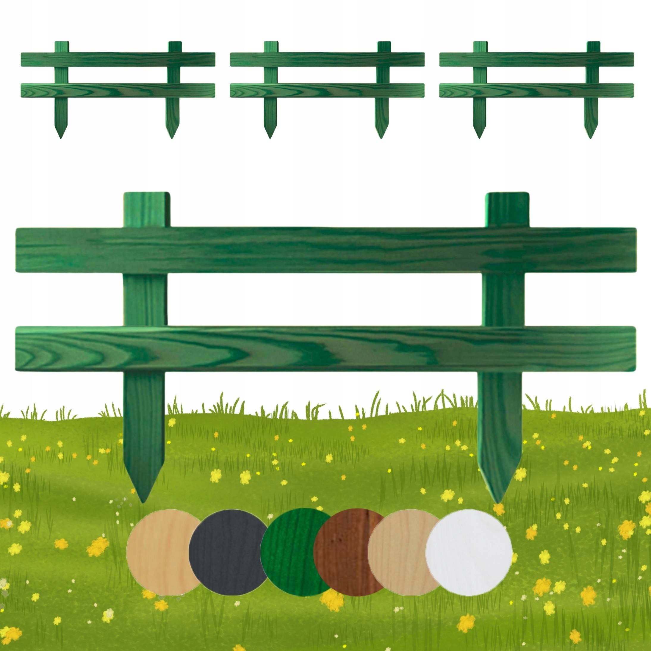 Zahradní plot dřevěný obrubník palisáda 50 x 20 cm Zelený 4 ks