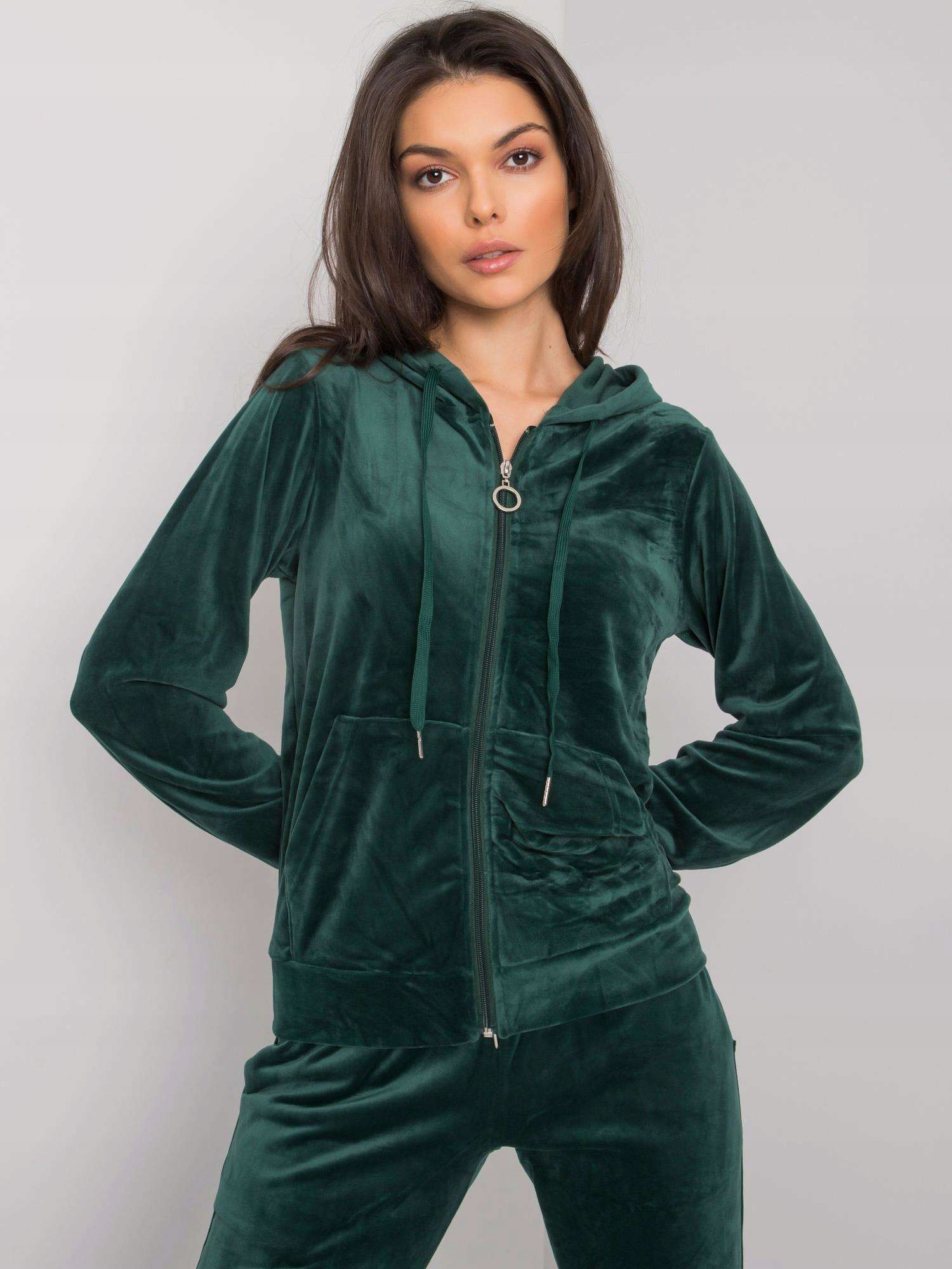 KOMPLET dres Welurowy szary rozpinany Wzór dominujący bez wzoru