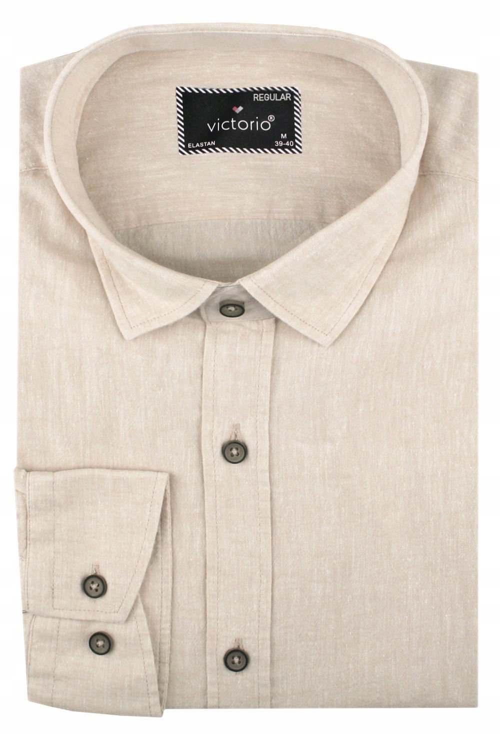 Víkendová košile s lnem, jednoduchý Střih Victorio béžová XL