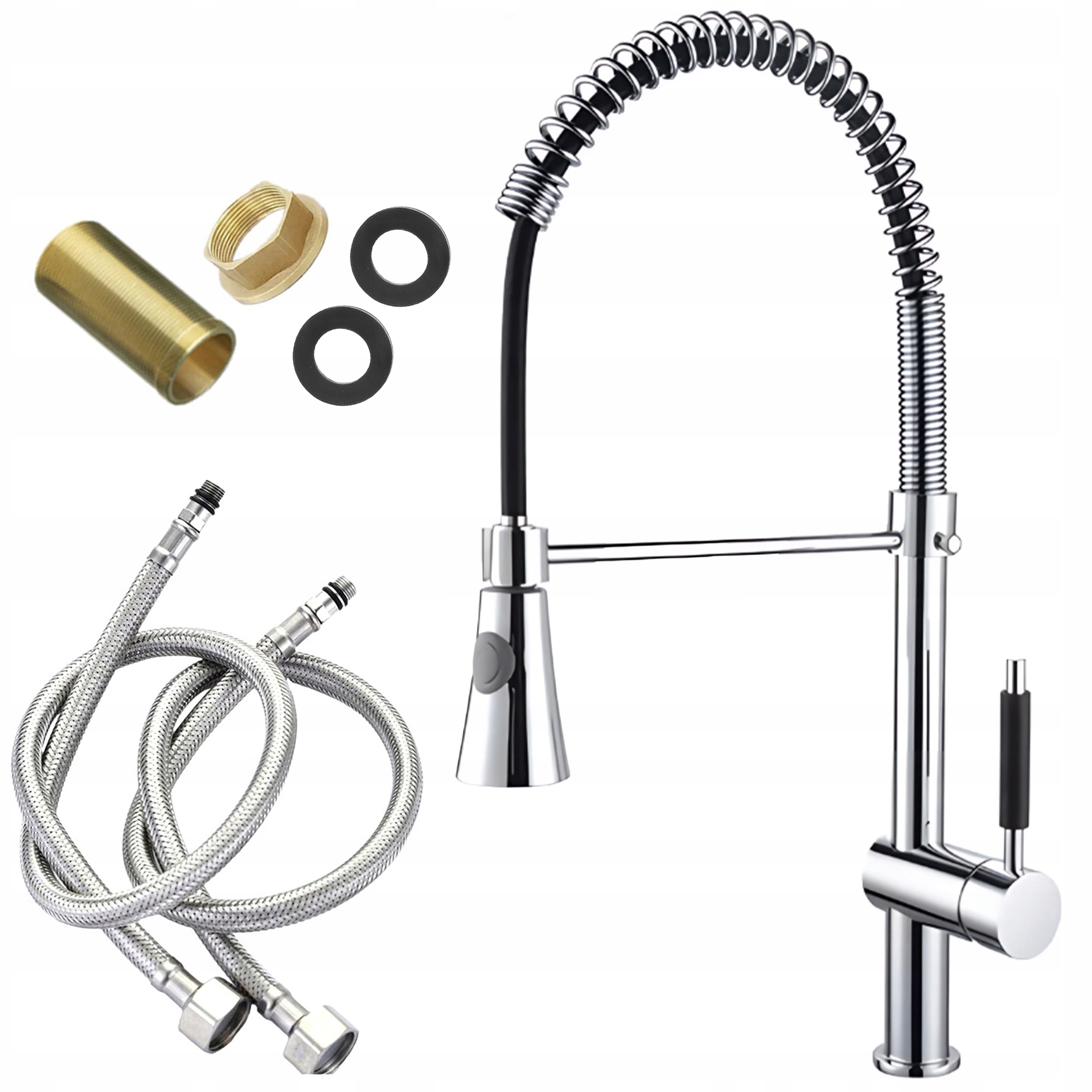 Kuchyňská Baterie S Vytahovací Sprcha Chromová Elastická Stojací Pružina