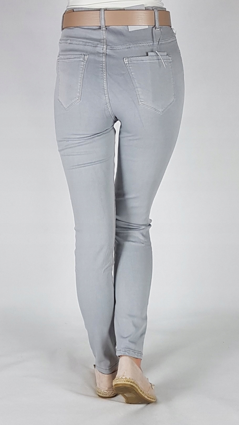 SPODNIE SZARE GOODIES Z WYSOKIM STANEM ROZ 38 Materiał dominujący bawełna