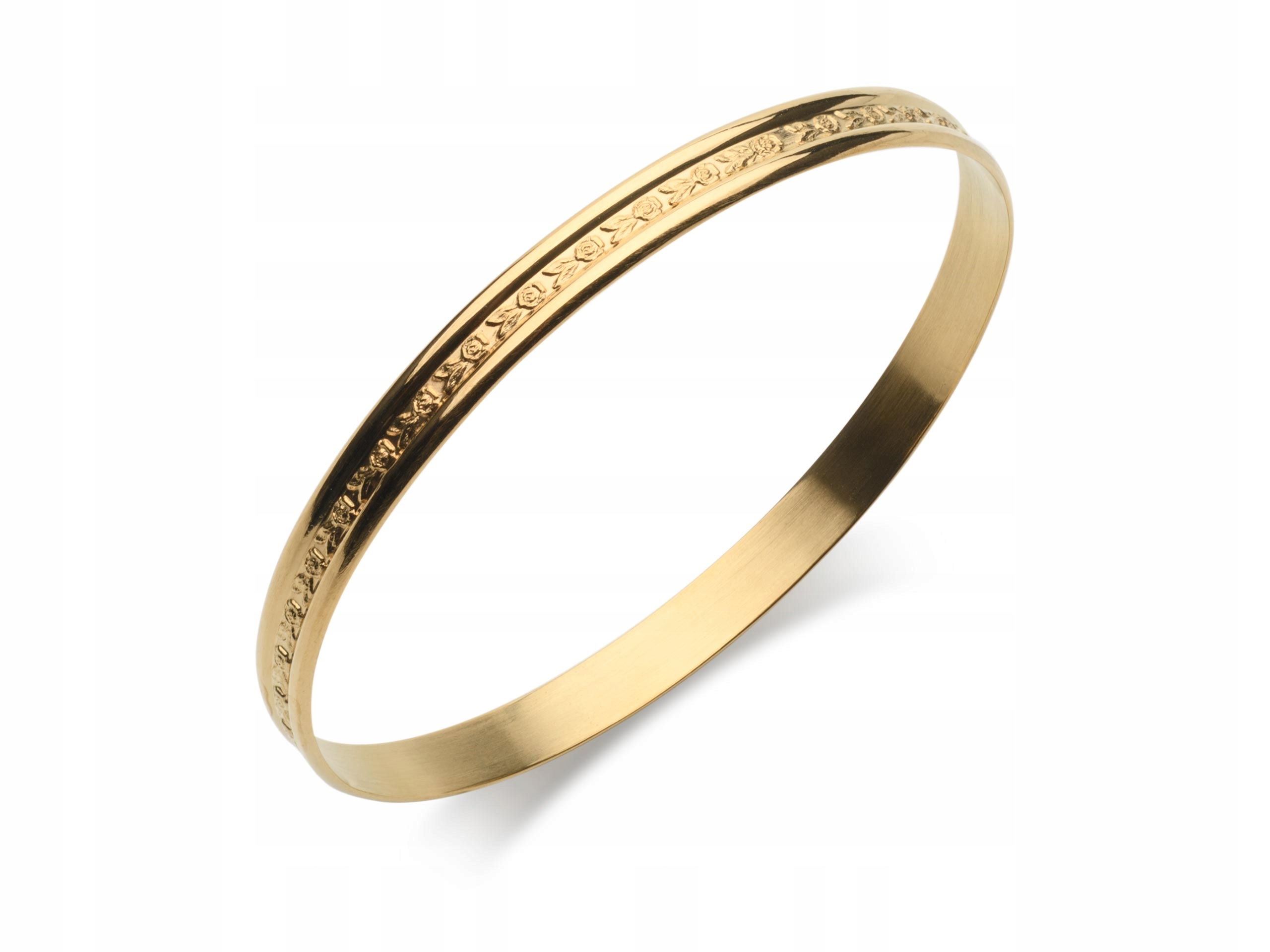 

Bransoletka z wzorem, sztywne koło -srebro złocone