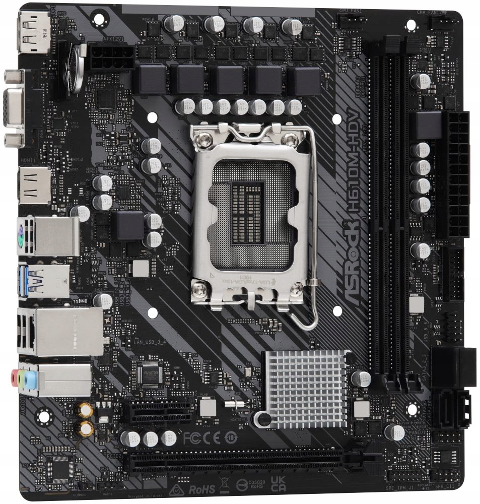 ASRock H610M-HDV LGA1700 Intel H610 2x DDR4 DIMM Hdmi Dp Vga