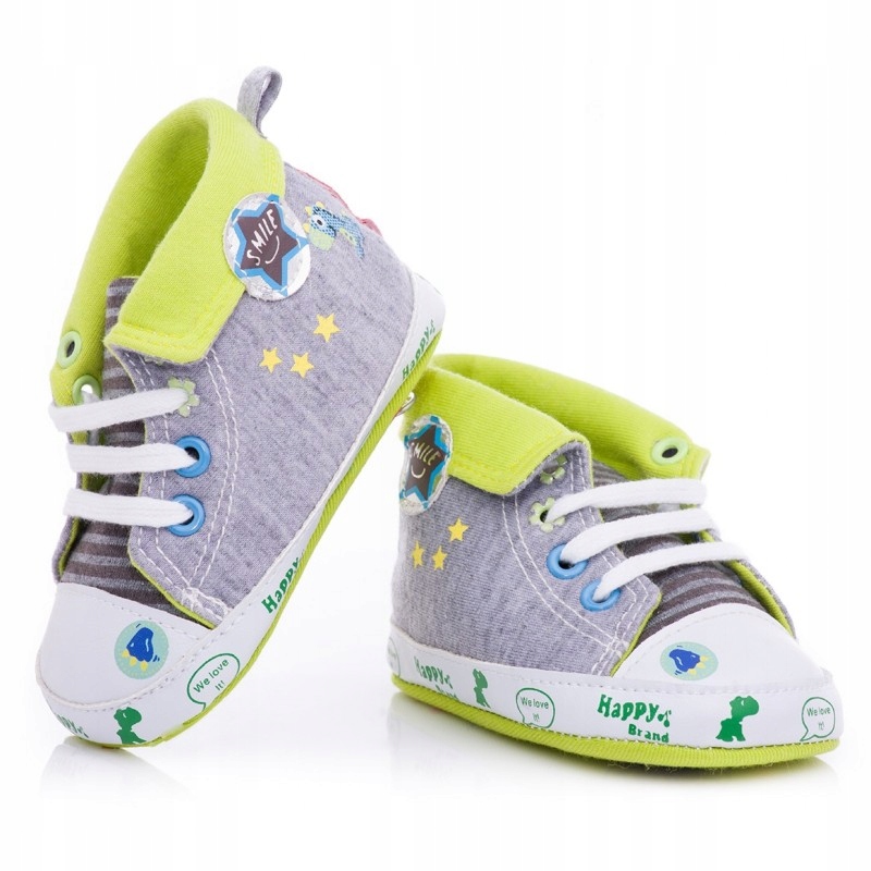 

Trampki adidaski 80-86 buciki szaro-limonkowe