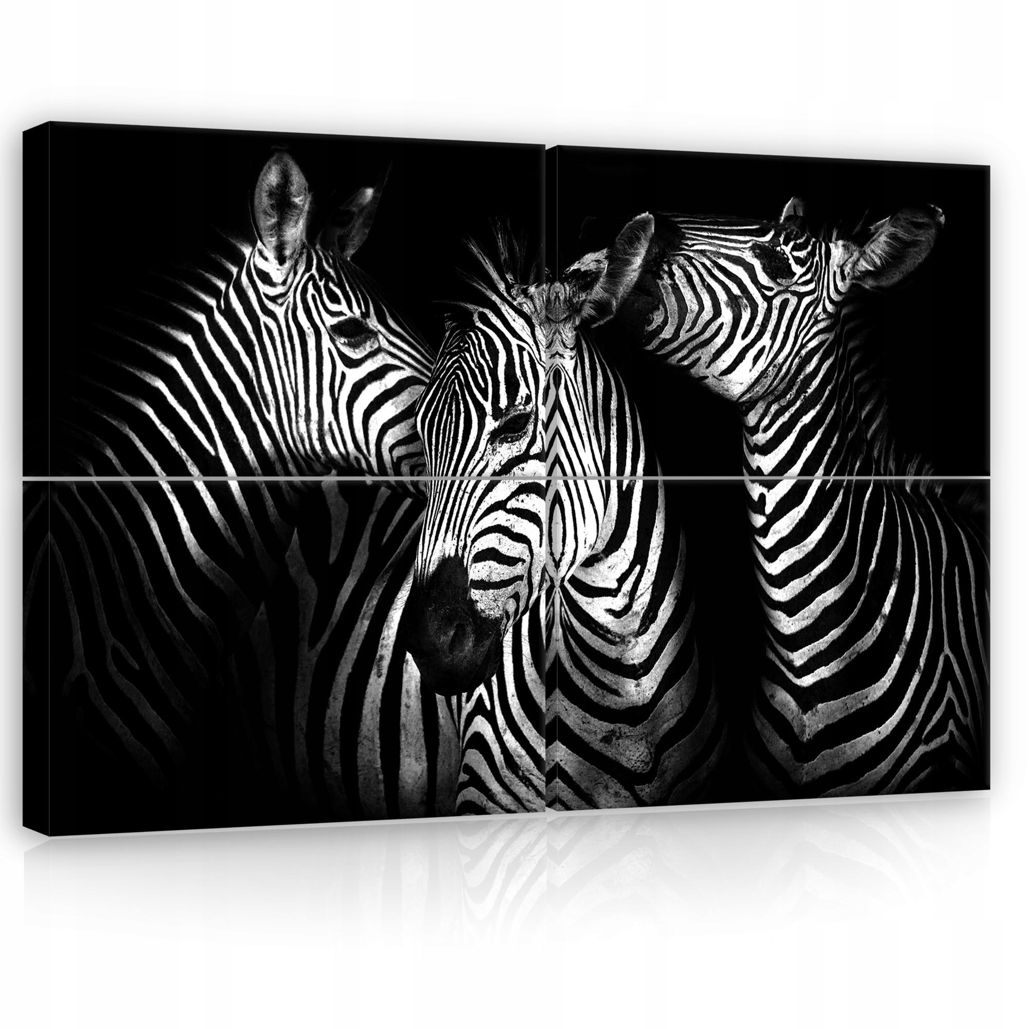 Obraz 120x80 modulárny zebry čiernobiele Afrika pruhy grafika štýl