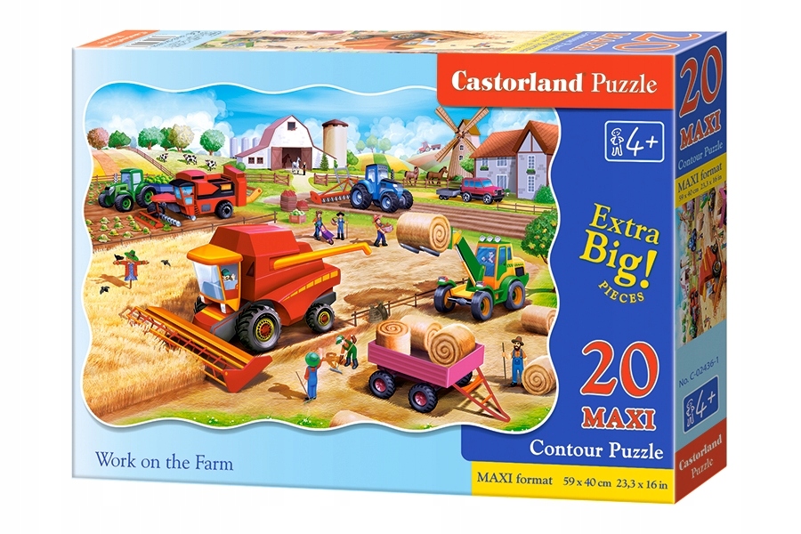 PUZZLE MAXI 20 UKŁADANKA WIEŚ FARMA TRAKTOR MASZYNY POJAZDY PRACA 4+ CASTOR EAN (GTIN) 5904438002436