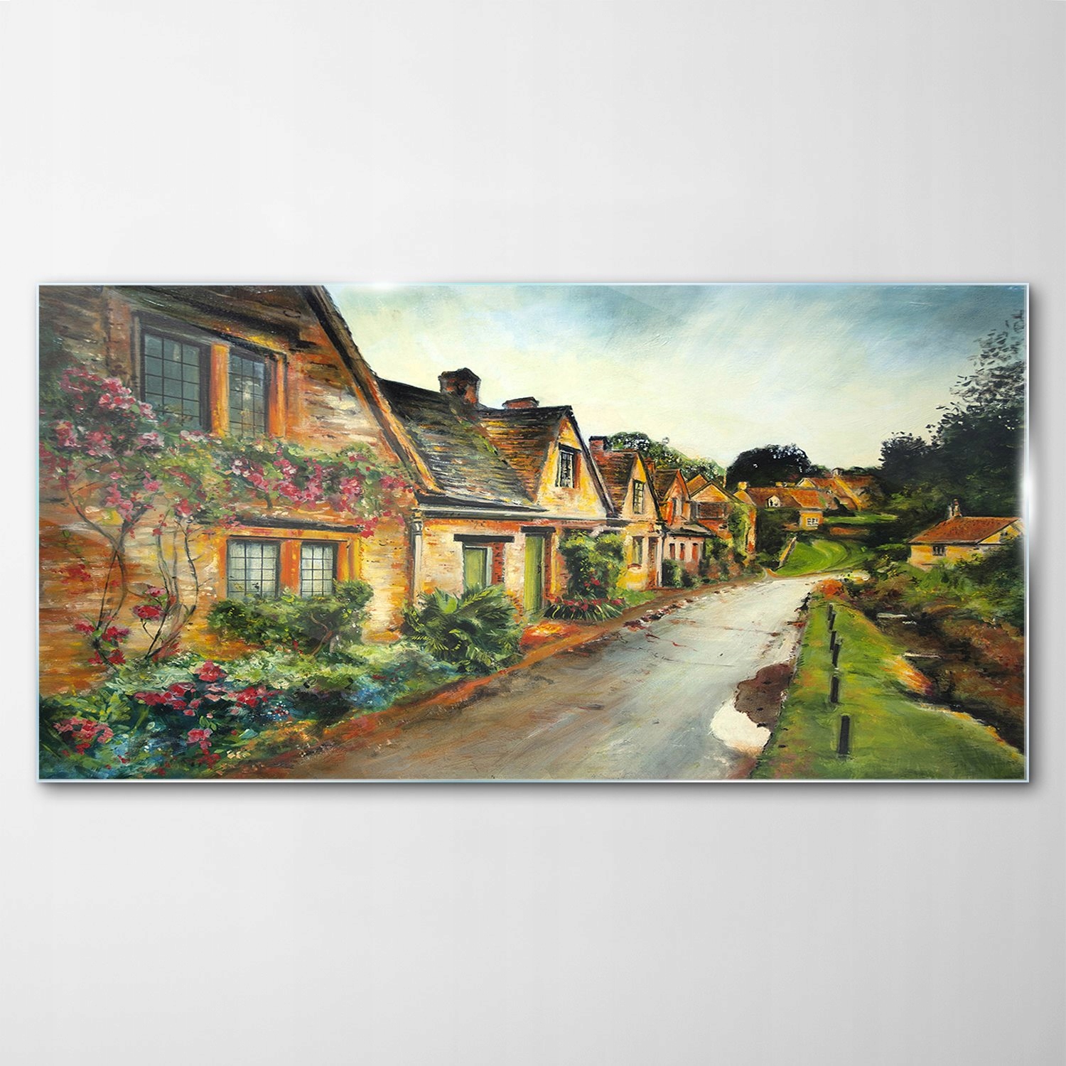 

Hartowany Obraz Szklany Wioska Domy Ulice 100x50