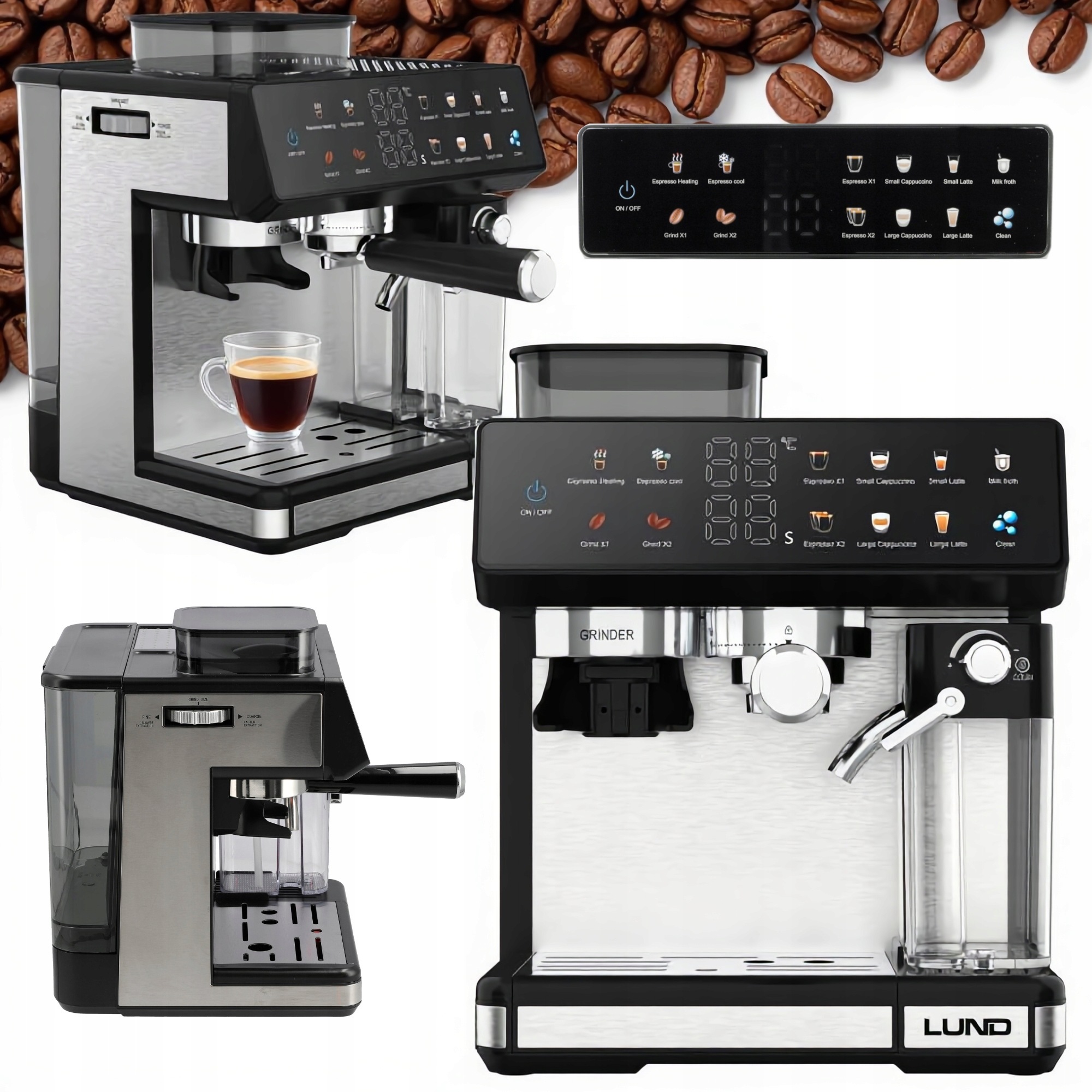 Pákový espresso kávovar 1350 W strieborný/sivý Lund 68501