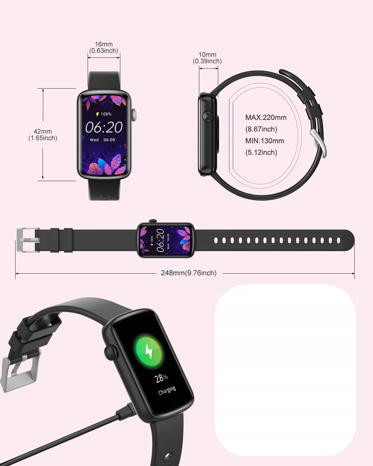 LYNN2 Smartwatch 1,47" Tracker Tętno Saturacja Sen Android iOS IP68 CZARNY Model inny